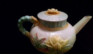 Antique Majolica Water Lily Teapot And Lid By Samuel Lear