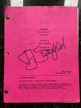 Seinfeld Autographed Soup Nazi Table Draft Script Signed By Jerry Seinfeld