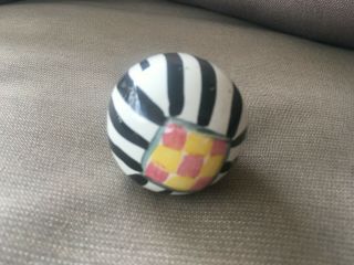 1 MacKenzie Childs Drawer Pull Knob Round Ball Zebra Black White Stripe Pink 2