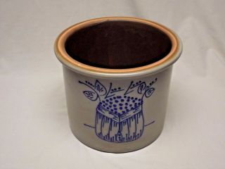 Beaumont Brothers 1993 Gray and Cobalt Blue Large Hand Painted Salt Glazed Crock 3