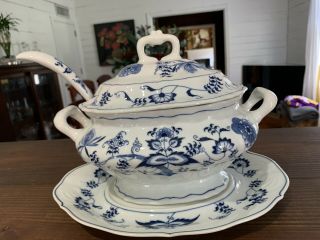 Blue Danube Oval Soup Tureen With Lid,  Underplate And Ladle