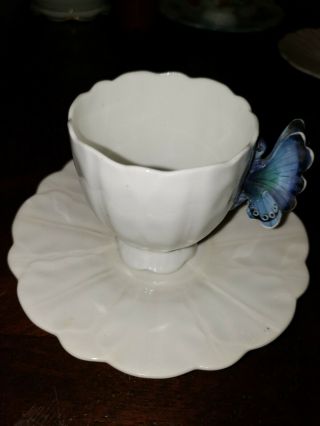 Aynsley Crocus Demitasse Cup & Saucer - Blue Butterfly Handle