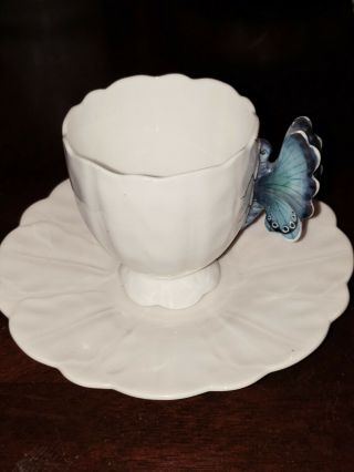 Aynsley Crocus Demitasse cup & saucer - blue BUTTERFLY handle 2