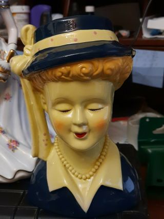 Vintage Dennis East Inter.  1958 I Love Lucy " Lucille Ball " Lady Head Vase Plantr