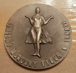 Czechoslovakia Czech Republic Slovakia Slovak Rare Medal Award Trnava Nude Woman