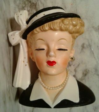 Vintage Napco 1956 Lady Head Vase Planter C2638c I Love Lucy Lucille Ball