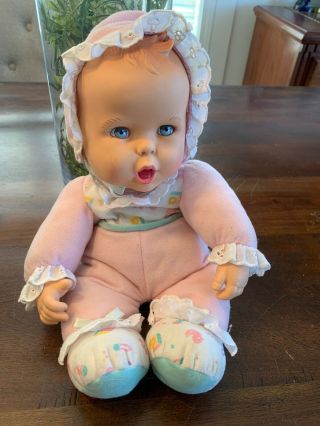 Vintage 1997 Gerber Baby Doll 13” Plush Body Toy Biz The Gerber Baby Blue Eyes