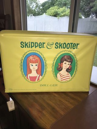 1965 Mattel Yellow Vinyl Skipper & Skooter Doll Case Vintage Scooter Barbie