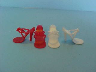 2 Pr.  Vintage Red & White High Heels For 10 " Jill,  Lmr,  Miss Coty,  Toni Doll