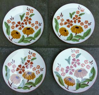 Set Of 4 Vintage Stangl First Love Hand Painted 10” Dinner Plates Trenton Nj