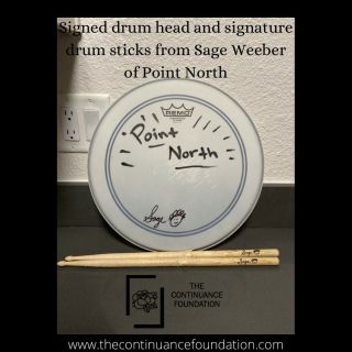 Signed Drum Head and Signature Drum Sticks From Sage Weeber Of Point North 2