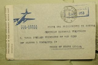 Dr Who 1942 Egypt Frank To Italian Pow Camp Airmail Wwii Censored F31389