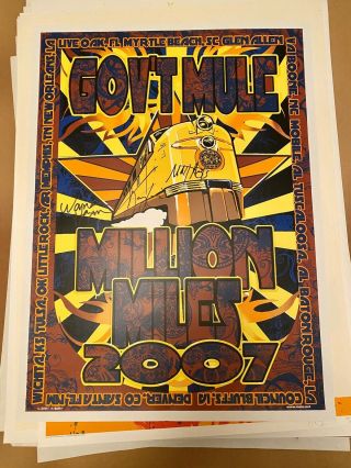 Gov’t Mule 2007 Tour Poster.  Signed By Warren Haynes,  Matt Abts And Danny Louis.