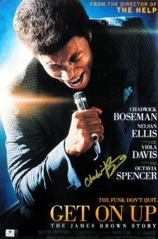 Chadwick Boseman Signed Autographed 12x18 Photo Get On Up Movie Poster Gv838778
