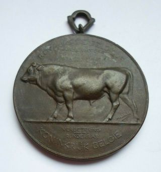 Antique 1901 Belgian Bull Cattle Livestock Breeder Award Medal