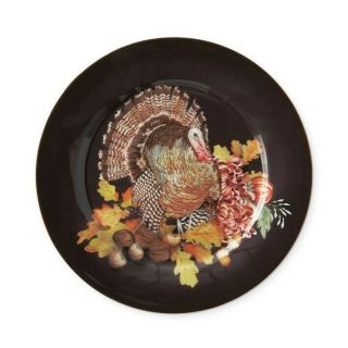 Set Of 4 Williams Sonoma Thanksgiving Harvest Pumpkin Turkey Salad Plates 8 3/4 "