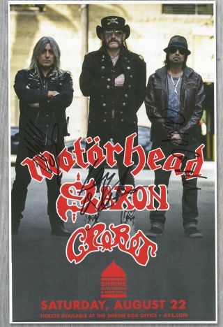 Motorhead Autographed Signed Concert Poster Lemmy,  Phil Campbell,  Mikkey Dee