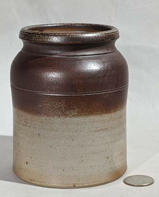 Williamsburg Stoneware Jar Crock 4 3/4 " Tall Handmade Salt Glaze Marked