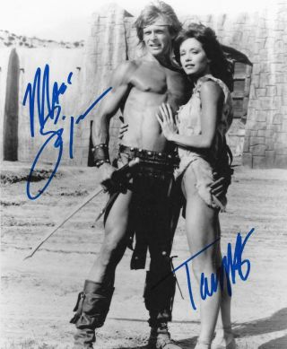 Marc Singer & Tanya Roberts Dual Signed 8x10 Beastmaster Autographed B&w Photo