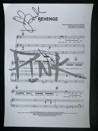 Pink & Eminem (slim Shady) Revenge Signed Song Lyrics Autograph