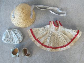 Vintage Madame Alexander Kins Doll Tagged Outfit - Shoes Hat Dress Panties 1950s