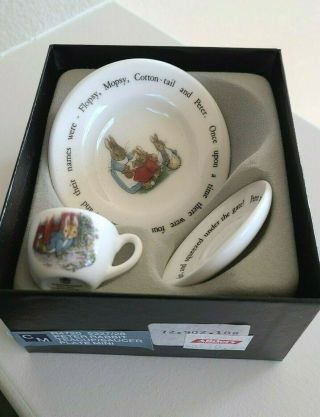 Wedgwood Peter Rabbit Mini Teacup/saucer & Plate Set W/ Box