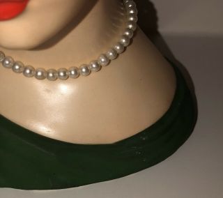 Vintage Napcoware Napco C7294 Lady Head Vase Green Outfit Pearls 3