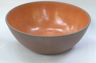 Vintage Edith Heath Ceramic Pottery Coupe - Style Bowl In Pumpkin And Sand,  8.  5 "