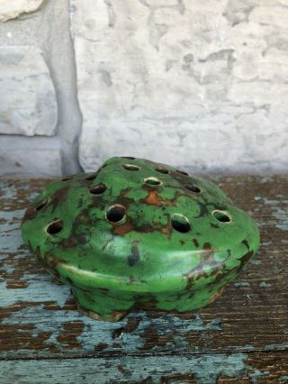 Coppertone Weller Large Flower Frog For Water Lily Bowl Art Pottery