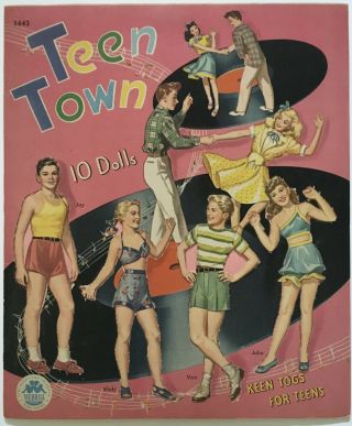 Vintage Cut Merrill 1946 " Teen Town " Paper Dolls