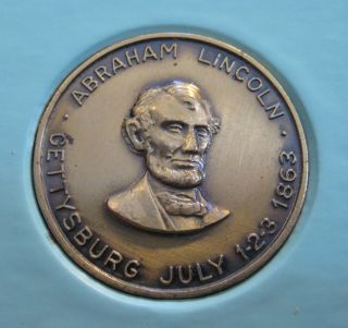 Abraham Lincoln,  Robert E.  Lee & George Meade Gettysburg Bronze Medal (p1485)