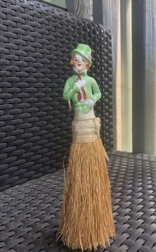 Vintage Japan Half Doll Figurine Ceramic Brush/whisk/broom 8”.  Make Offer