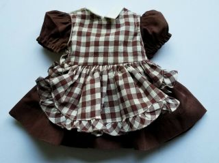 Tagged Terri Lee Brown Doll Dress With Brown & White Gingham Pinnafore