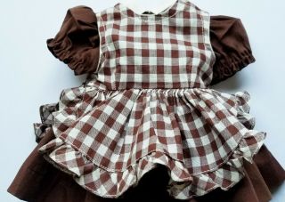 TAGGED TERRI LEE BROWN DOLL DRESS WITH BROWN & WHITE GINGHAM PINNAFORE 2