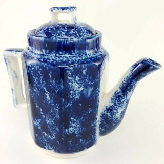Flow Blue Spongeware Childs Tea Pot Charles Allerton Sons Spatterware England