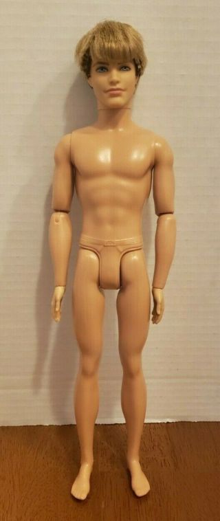 Barbie Ken Doll Articulated Arms Rooted Blonde Hair Blue Eyes Nude For Ooak