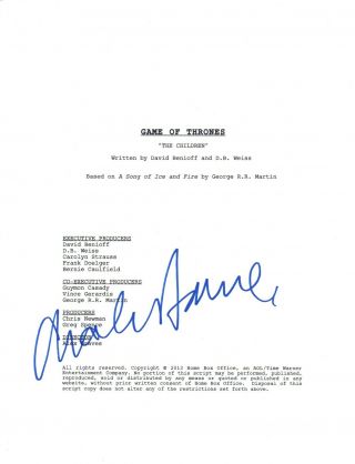 Charles Dance Signed Game Of Thrones " The Children " Episode Script