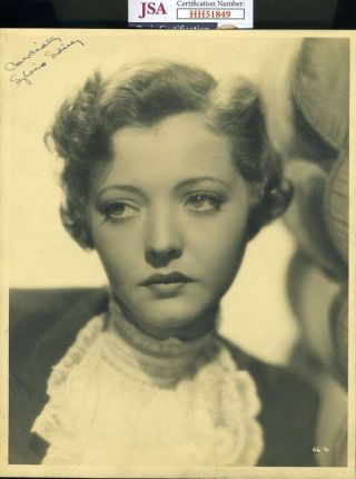 Sylvia Sidney Jsa Signed 8x10 Vintage Photo Autograph