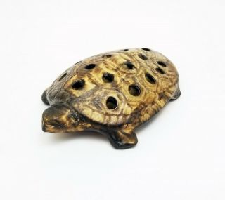 Vintage Peters & Reed Art Pottery Landsun Turtle 18 Hole Flower Frog