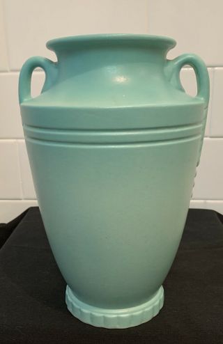 Vintage Antique Abingdon Pottery Green Art Deco Urn Vase 1940s