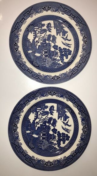 Vintage Churchill Blue Willow Dinner Plates 10 1/4 