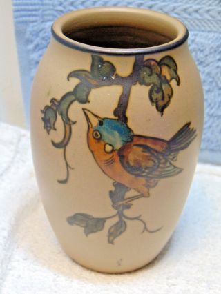 L Hjorth Pottery Vase 4 " Bird Danish Modern Pottery Bornholm