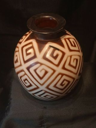 Chulucanas Pottery 11 " Vase Made In Peru Signed Luis Salas 2004