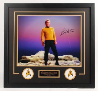 William Shatner Signed Star Trek 26x28 Custom Framed Photo Display Psa/dna