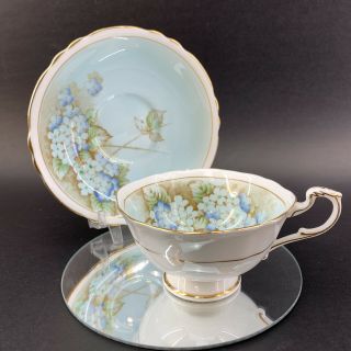 Vintage Paragon Soft Blue Floral Bone China Tea Cup & Saucer England Teacup