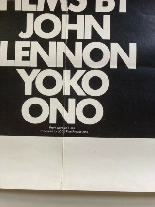 AUTOGRAPHED Films by John Lennon Yoko Ono 2 sided poster 1971 Genesis Beatles 3