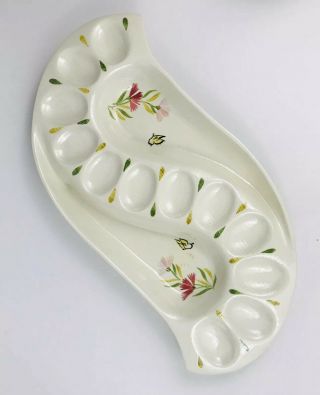 Vintage Red Wing Deviled Egg Plate Relish Tray Platter Pink Spice Butterfly Usa