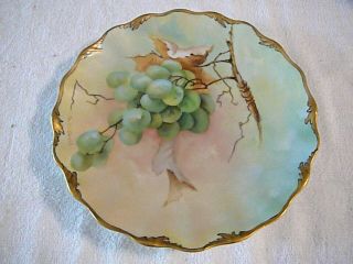 Antique T&v Limoges Artist Signed M.  W.  Cornell Hand Painted Grapes Plate