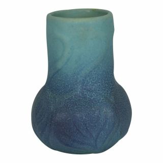 Van Briggle Pottery 1920s Blue Violets And Leaves Vase Shape 645