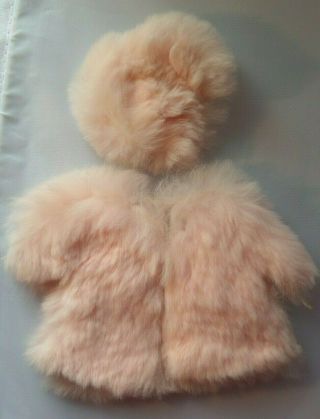 Vintage Vogue Ginny Doll Tagged Outfit Pink Fur Coat & Hat